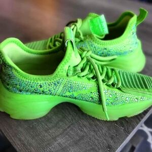 Steve Madden Girls Green Rhinestone Sneakers Sz 4M